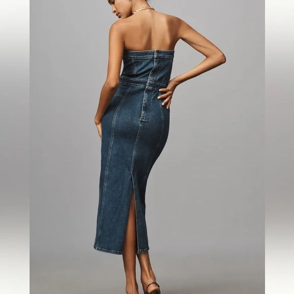 Good American Strapless Denim Midi Dress – Size L - Picture 9 of 15